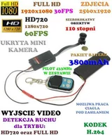 Minikamery i aparaty szpiegowskie - Mikro-Kamera HD/Full HD (do ukrycia/zabudowy) Nagrywająca Obraz+Dźwięk (7-dni Pracy!!) - Rybie OKO!! - miniaturka - grafika 1