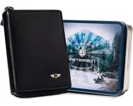 Portfele - Peterson duży męski portfel skórzany czarny na zamek dla niego - miniaturka - grafika 1
