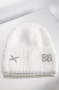 CZAPKA ZIMOWA  Z OZDOBNĄ ZAWIESZKĄ BB- BIAŁA - Olika - Czapki damskie - miniaturka - grafika 1