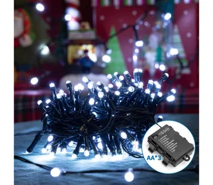Aigostar - LED Zewnętrzny łańcuch bożonarodzeniowy 200xLED/8 funkcji 10,3m IP44 zimna biel - Lampy ogrodowe - miniaturka - grafika 1
