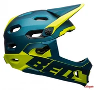 Kaski rowerowe - Kask full face Bell Super Dh Mips Spherical Matte Gloss Blue Hi-Viz - miniaturka - grafika 1