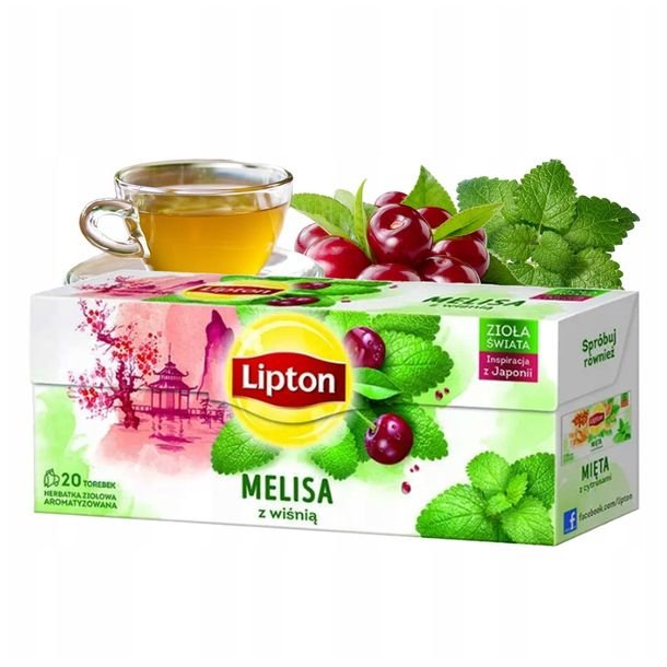 LIPTON herbata ziołowa MELISA Z WIŚNIĄ herbatka ekspresowa 20 TOREBEK