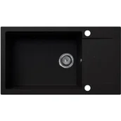 Zlewozmywaki - EOS Zlewozmywak granitowy FORT czarny brokat srebrny (z ociekaczem) - miniaturka - grafika 1