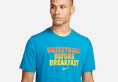 Koszulki męskie - Nike Dri-Fit Basketball Before Breakfast Tee Laser Blue - miniaturka - grafika 1