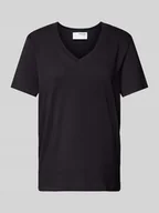 Koszulki i topy damskie - T-shirt z dekoltem w serek model ‘ESSENTIAL’ - miniaturka - grafika 1