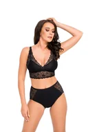 Komplety bielizny - Figi damskie z wysokim stanem i koronką kod 190/1 czarne  XL - miniaturka - grafika 1