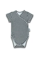 Body dla niemowląt - Niemowlęce body bawełniane na krótki rękaw w pepitkę białe Nicol,r.56 - miniaturka - grafika 1