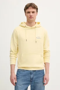 Pepe Jeans bluza bawełniana męska kolor żółty z kapturem z nadrukiem PM582916 - Bluzy męskie - miniaturka - grafika 1