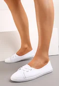 Trampki damskie - Białe Tenisówki Przed Kostkę z Krótkim Sznurowaniem Aviole - Renee - miniaturka - grafika 1