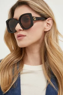 Okulary przeciwsłoneczne - Gucci okulary przeciwsłoneczne damskie kolor brązowy - grafika 1