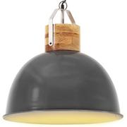 Lampy sufitowe - vidaXL Industrialna lampa wisząca, szara, okrągła, 51 cm, E27, mango 320874 - miniaturka - grafika 1