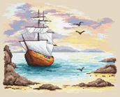 Pasmanteria - Haft krzyżykowy - Zestaw do haftu - Żaglowiec w lazurowej zatoczce - miniaturka - grafika 1