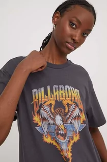 Koszulki sportowe damskie - Billabong t-shirt bawełniany damski kolor szary - grafika 1