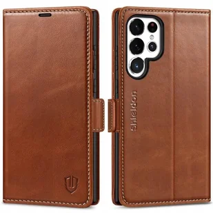 Etui z klapką Portfel Skóra Shieldon do Samsung Galaxy S25 Ultra brązowy - Portfele - miniaturka - grafika 1