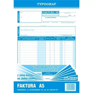 Typograf Druk Faktura VAT Brutto jednostawkowa 01010 TP010 - Druki akcydensowe - miniaturka - grafika 2