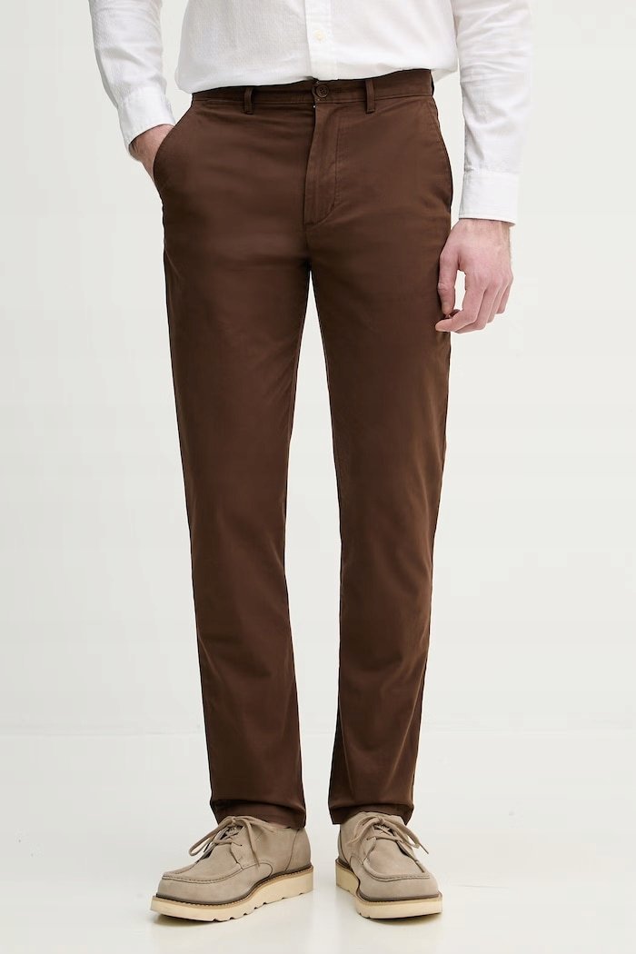 TOMMY HILFIGER SPODNIE CHINOS BRĄZOWE PROSTE BAWEŁNA NA CO DZIEŃ 34/34 17CA