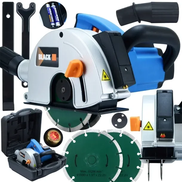 Zestaw Bruzdownica Elektryczna Do Betonu Laser Walizka Tarcze Black 1700w