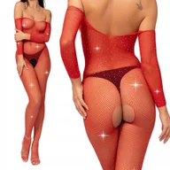 Bielizna nocna - KOMBINEZON bodystocking seksowny KABARETKA sexy OTWARTY KROK - miniaturka - grafika 1