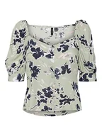 Koszulki i topy damskie - VERO MODA Women's VMMENNY 2/4 Shirt WVN GA Top, Reseda/AOP: Mille, S, Reseda/Aop: mille, S - miniaturka - grafika 1