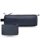 Kosmetyczki, organizery i kuferki - Kosmetyczka Skórzana Granatowa I Etui Na Klucze Ze Skóry Naturalnej Zestaw ZUP-120-DB - miniaturka - grafika 1
