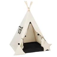 Namioty i tipi dla dzieci - Namiot dla dzieci, bawełniany, poduszki, kremowy węgielek, 110x160 cm - miniaturka - grafika 1