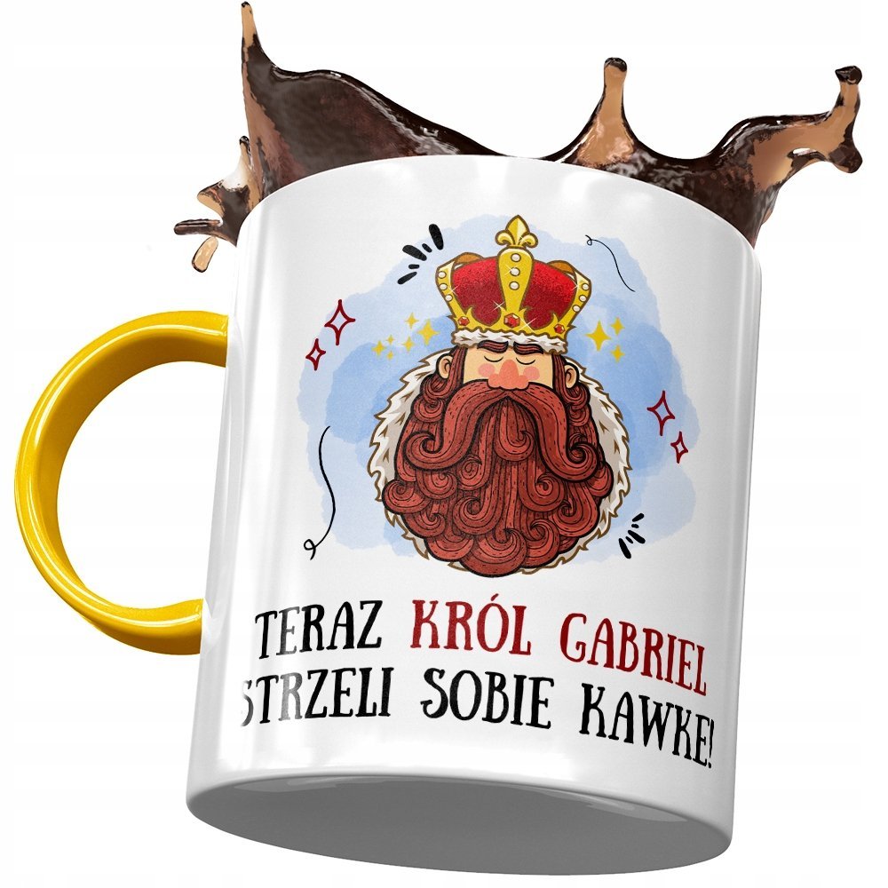 Kubek Żółty Dla Gabriela Gabrysia Męża Prezent z Nadrukiem ze Zdjęciem + Opakowanie na prezent (wzór 03)