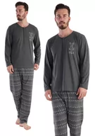 Piżamy damskie - Piżama Męska bawełniana Vienetta 1XL duże rozmiary z długim rękawem zimowa - miniaturka - grafika 1