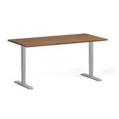 Biurka - Stół z regulacją wysokości, 1 silnik, 745 - 1235 mm, blat 1600 x 800 mm, podstawa szara, orzech - miniaturka - grafika 1