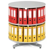 Regały biurowe - B2B Partner Regał obrotowy na segregatory, 2 półki, szary 2827 - miniaturka - grafika 1