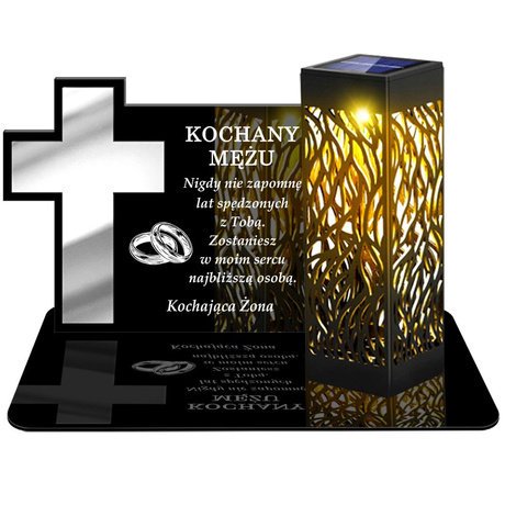 ZNICZ SOLARNY LED WIECZNY PODSTAWKA NA CMENTARZ GRÓB lampka Krzyż 3D DLA MĘŻA
