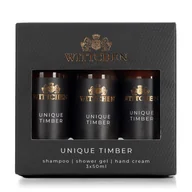 Akcesoria podróżnicze - Podróżny zestaw kosmetyków szampon, żel, krem do rąk Unique Timber - miniaturka - grafika 1