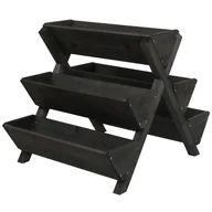 Donice - Schody do roślin HWC-O15, regał na kwiaty, schody na zioła, donica, podwyższona grządka, 5 skrzynek 56x56x70, na zewnątrz, drewno MVG ~ antracyt - miniaturka - grafika 1