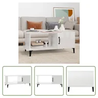 Ławy i stoliki kawowe - The Living Store stolik kawowy biały wysoki połysk 90x50x40 cm materiał drewnopochodny - miniaturka - grafika 1