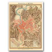 Plakaty - Retro plakat Stara mapa Roma Włochy A3 30x40 cm - miniaturka - grafika 1