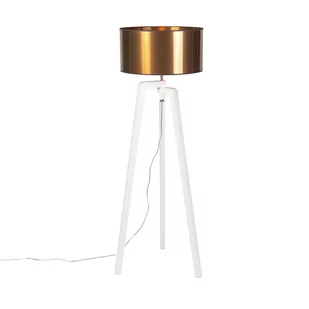 QAZQA Lampa podłogowa trójnóg biała klosz miedź 50cm - Puros - Lampy stojące - miniaturka - grafika 1