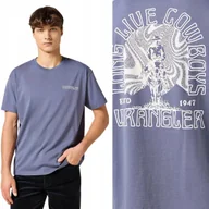 Koszulki męskie - Wrangler GRAPHIC TEE LUŹNA NIEBIESKA BAWEŁNIANA KOSZULKA T-SHIRT NADRUK M - miniaturka - grafika 1