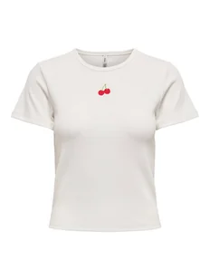ONLY T-Shirt Daniella 15350554 Biały Slim Fit - Koszulki i topy damskie - miniaturka - grafika 1