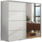 Szafy - Szafa Przesuwna 230 z Lustrem A12 Skąpski Meble Biały, Grafit, 245 cm - miniaturka - grafika 1