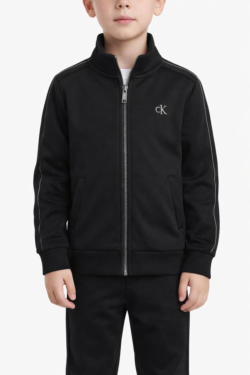 CALVIN KLEIN JEANS CZARNA BLUZA DZIECIĘCA Z LOGO I ZAMKIEM 164-170 I4A