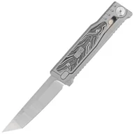 Noże - Nóż grawitacyjny Reate EXO-M OTF Gravity T/E Bead Blasted Titanium/Damascus Black-White G10, Satin Elmax - miniaturka - grafika 1