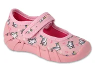 Kapcie damskie - Kapcie baleriny dziecięce dziewczęce na rzepy różowe Befado 109N267-20 - miniaturka - grafika 1
