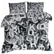 Pościel - Pościel 3D bawełna satyna 160x200cm BIAŁE LITERY - miniaturka - grafika 1