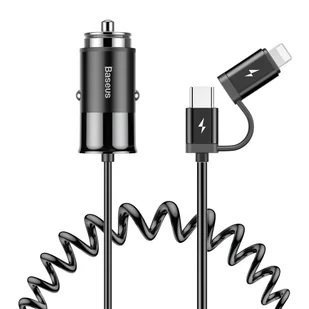Enjoy Baseus Baseus Together ładowarka samochodowa 4.8A z wbudowanym kablem 2w1 Lightning + USB-C 1.2M czarny (CCALL-EL01) hurtel-44598-0 - Ładowarki samochodowe - miniaturka - grafika 10