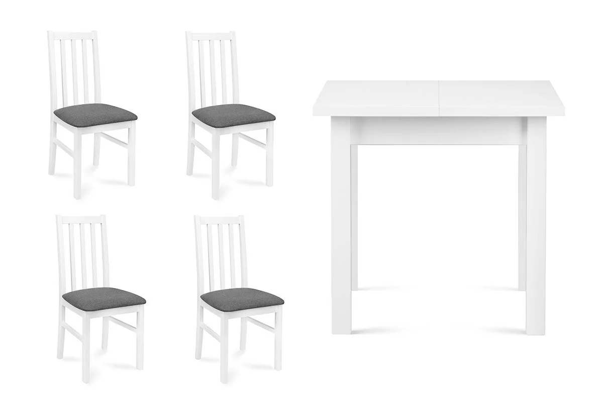 Zestaw Stół i Krzesła KONSIMO Quatus, Saluto, szaro-biały, 43x94x40 cm, 4 szt.