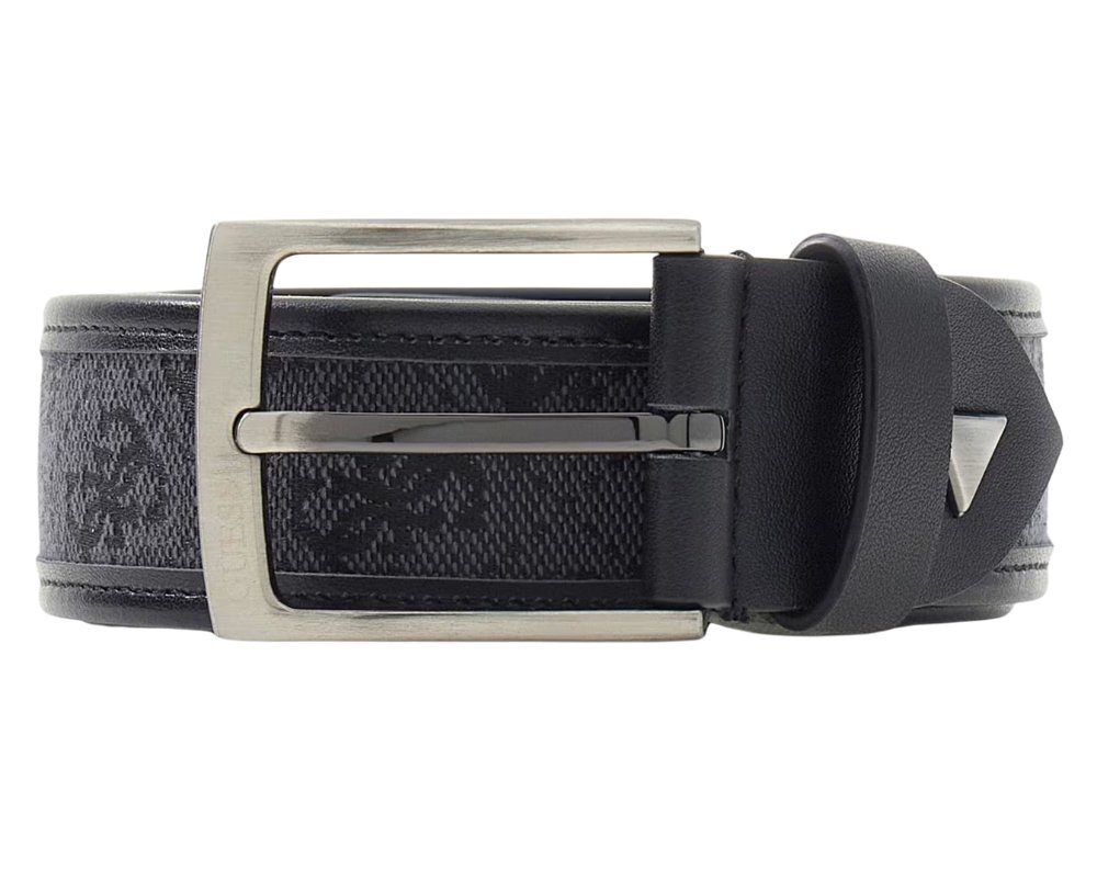 GUESS Czarny męski pasek w monogram Boston H35 L
