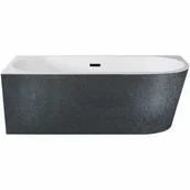 Wanny - Besco WA-170-ZLGC ZOYA GLAM GRAFITOWA wanna wolnostojąca przyścienna maskownica syfonu z przelewem czarna 170 x 80 lewa - miniaturka - grafika 1