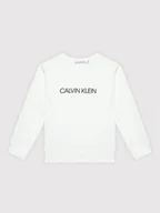 Bluzy dla chłopców - Calvin Klein Jeans Bluza Unisex Institutional Logo IU0IU00162 Biały Regular Fit - miniaturka - grafika 1