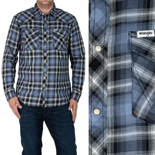 Wrangler LS WESTERN SHIRT Stone Wash Blue KOSZULA W KRATĘ REGULAR S - Koszule męskie - miniaturka - grafika 1