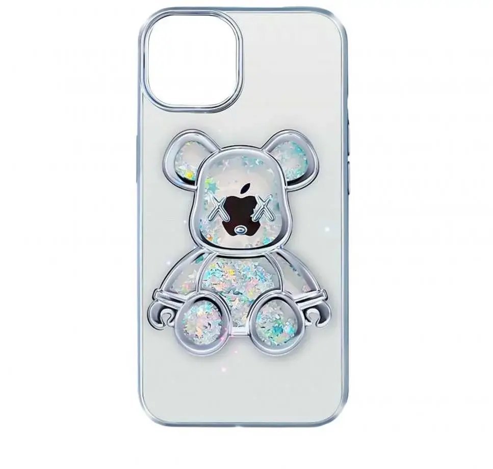 iLike Tylny pokrowiec Apple iPhone 13 Silicone Case Print Desire Bear Silver ILIAPP13PDBS