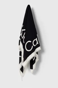 Calvin Klein chusta damska kolor czarny wzorzysta K60K611739 - Apaszki i szaliki damskie - miniaturka - grafika 1